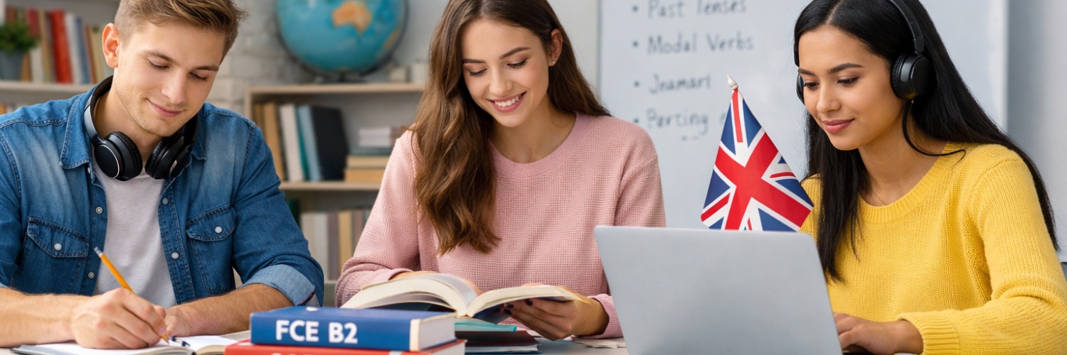 Estudiantes preparándose para exámenes Cambridge FCE, CAE y CPE